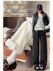 Women's Curved Blade Wide-Leg Pants: New 2026 Plus Velvet Wool for Autumn/Winter - Casual, Loose-Fit, Straight-Leg Design