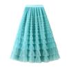Women's Sweet Black White Tutu Skirts Tulle Cake Long Skirt Women Spring Summer Ruffle Pleated A-Line Chic Skirt
