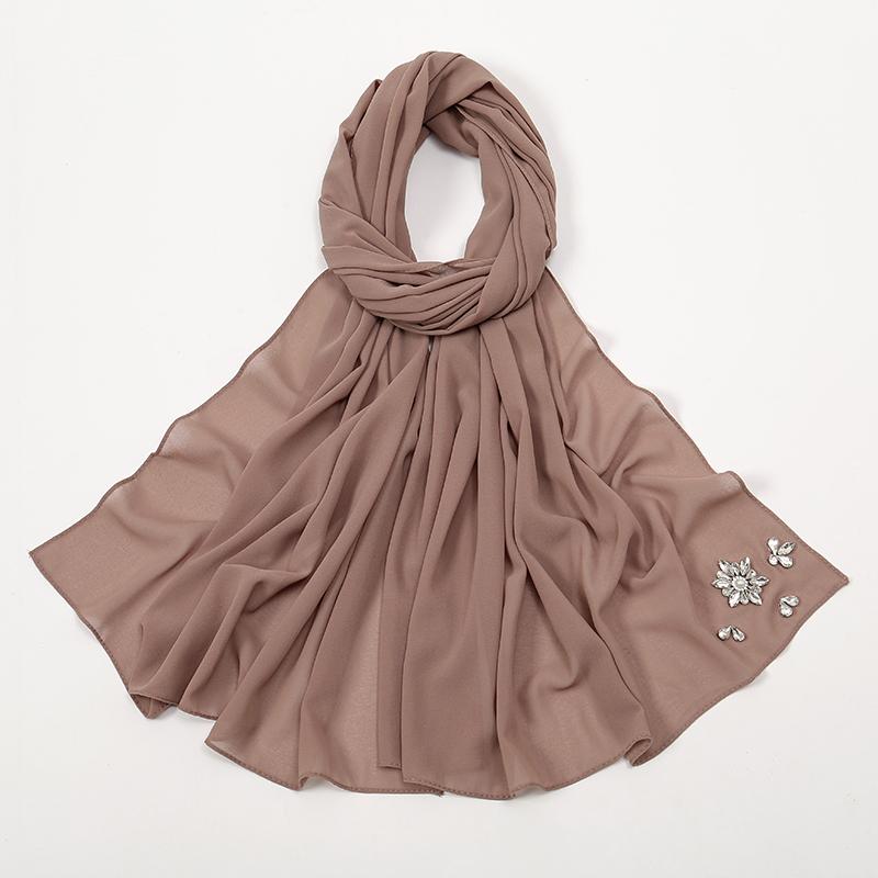 New Bubble Chiffon Diamond Rhinestone Hijab Shawl Scarf Women Ramadan Muslim Headband Wraps Headscarf Foulard Muslim Hijab Sjaal