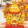 Golden Maneki Neko Ceramic Lucky Cat with Automatic Waving Hand - Ideal for Housewarming or Business Prosperity Gifts