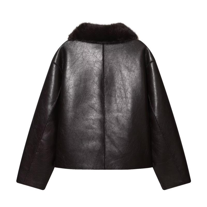 Dual-Sided Faux Leather Reversible Jacket for Women