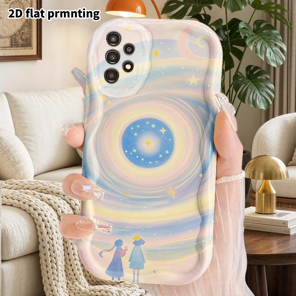 Phone Case: 2D Flat Samsung Galaxy A34 A35 M05 M06 S20 S22 S21 FE Plus 5G Protective Case, Couple Style, Swirl Galaxy, Christmas and Halloween Gift
