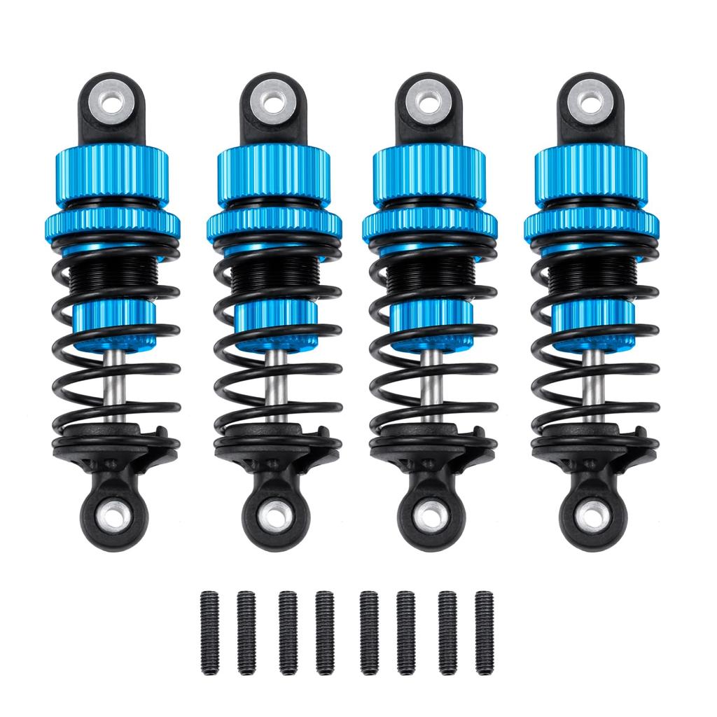 TRZX 4pcs RC Shock Absorbers, Front & Rear Shock Absorbers, 55mm & 62mm, Upgrade Parts for Tamiya TT02 1/10 RC Drift Car (55mm Blue)