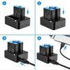 Original Battery Charger For GoPro Go Pro Hero 12 11 10 9 Black 3-Ways Fast Charger with Type C Cable Action Camera Accessories