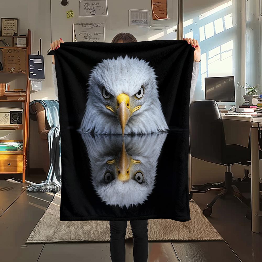 Schwarzer Adler, Muster Flanelldecke, Hohe Qualität, Bequem für alle Jahreszeiten, Heimdekoration, Wärme und Komfort, Perfekt für Geschenke.
