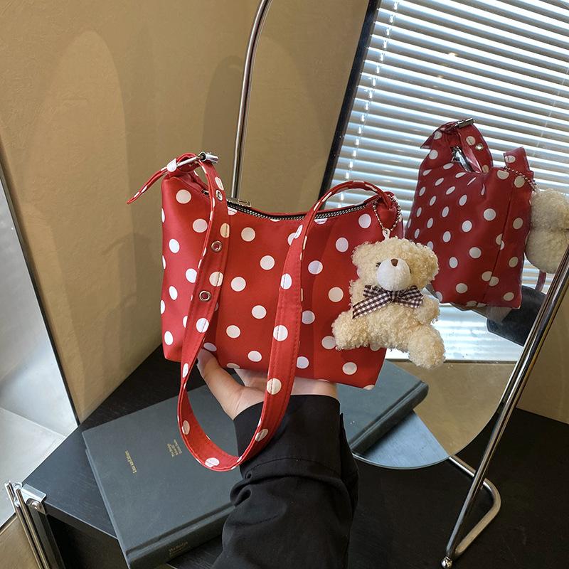 Niche polka dot pillow cloth bag women's new versatile shoulder underarm bag work small bag