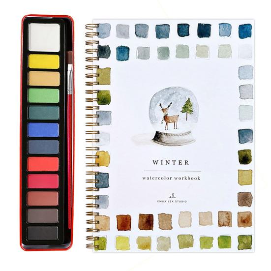 Watercolor Workbook for Beginners 12 Colors Watercolor Painting Set with Brush Birds Flower Animals Watercolor Book Art Crafts Supplies
