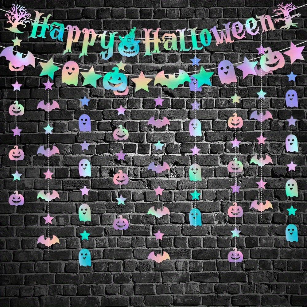 6pcs Halloween Party Decorations Cute Ghost Banner Hanging Ornaments Decor Bat Pumpkin Decorations Haunted Mansion Decor