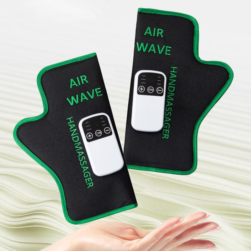Portable AIR WAVE Massage Gloves Heating + Air Pressure Relief Portable Hand Massager for Pain, Numbness & Carpal Tunnel Rechargeable & Lightweight