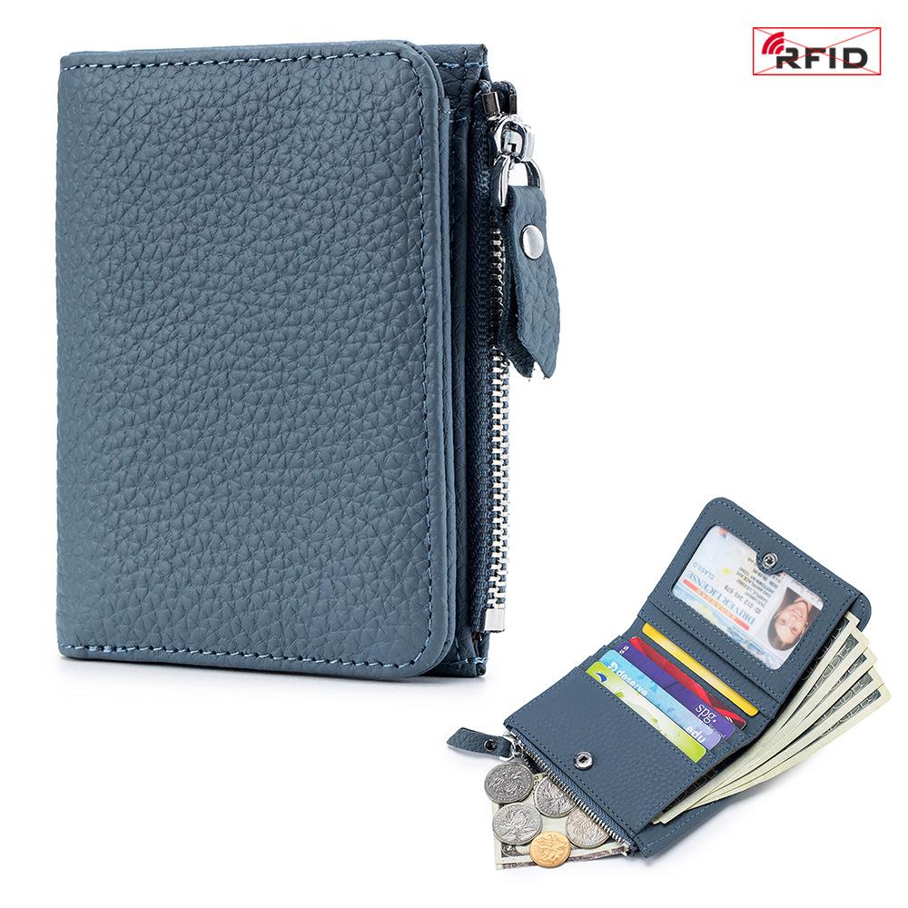 Japanese Style Genuine Leather Slim RFID Wallet for Women - Compact Zippered Coin Purse & Card Holder with Large Capacity (New Design)