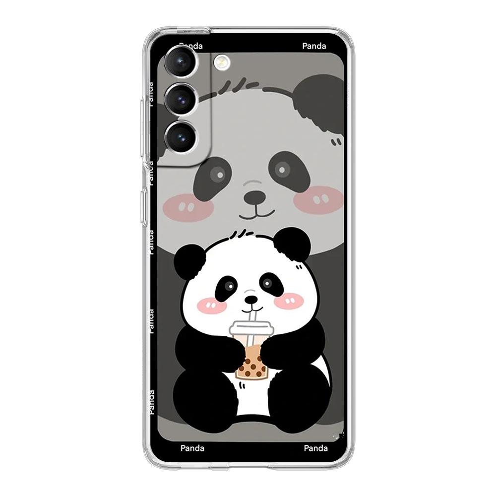 Cute Panda Climbing Bamboo Phone Case For Samsung Galaxy S24 S23 S22 S20 Ultra S21 FE 5G S10 S9 Plus S10E S8 Soft Clear Cover