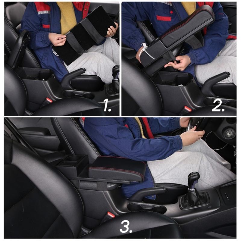 Universal Center Console Armrest Cushion for Vehicle SUV Auto Breathable Pad Seat Elbow Support with Storage Compartment