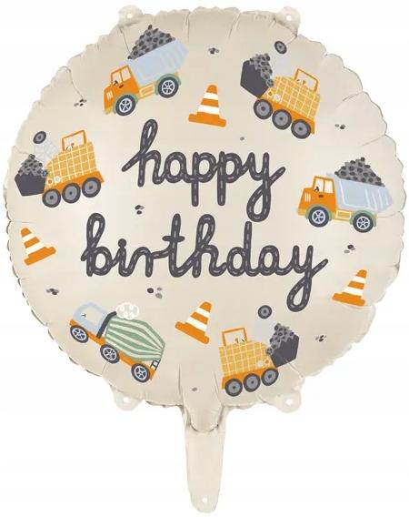 Happy Birthday Foil Balloon Construction Vehicles Excavator Birthday 45cm