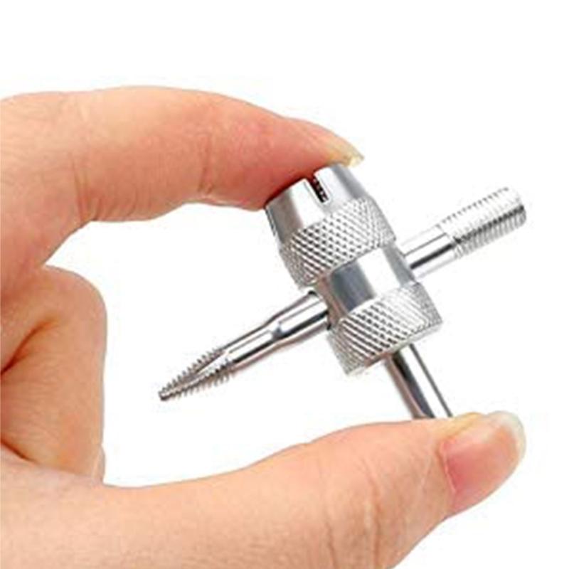 4-Way Valves Tool Tire Valves Tools 4 Way Valves Core Tool 4-in-1 Multifunctional Valves Wrench for Automobile Tire Stem