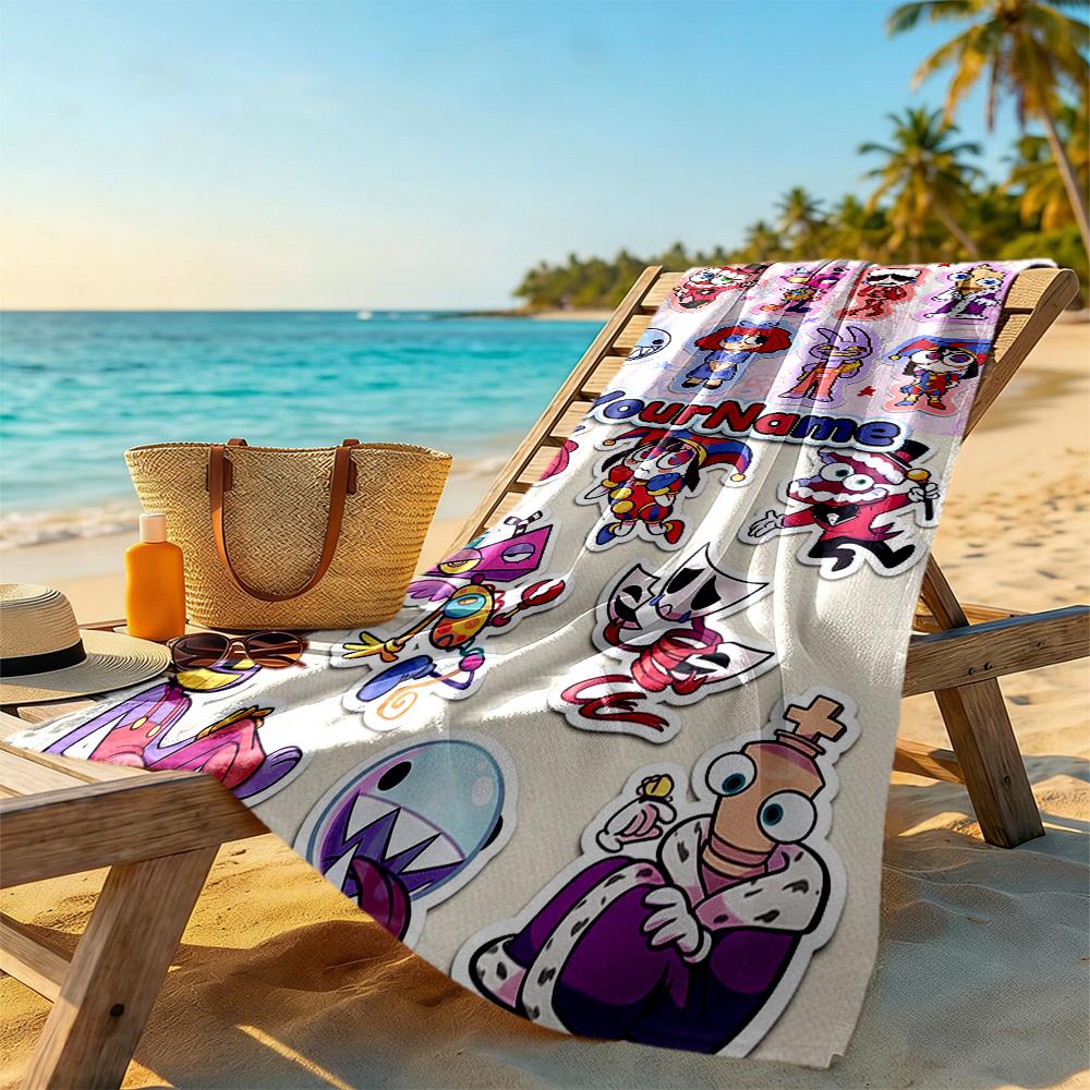Digital Circus Personalized Text Beach Towel Quick-Dry Soft Microfiber Portable for SwimmingBeachCamping Travel Beach AccessoriesGym