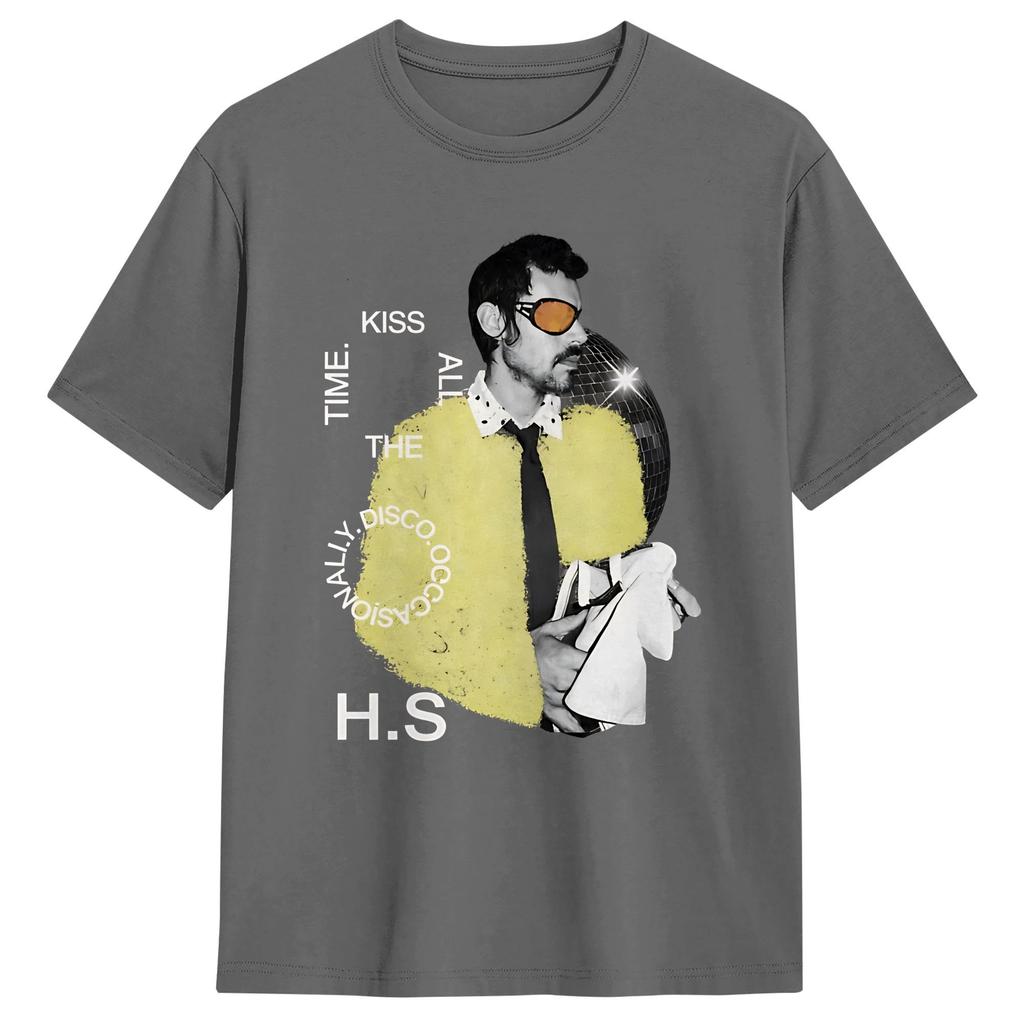 Harry Style Kiss All The Time Disco Occasionally Disco Ball Tour TShirt Summer Cotton T Shirts For Adult Novelty Loose Tshirt