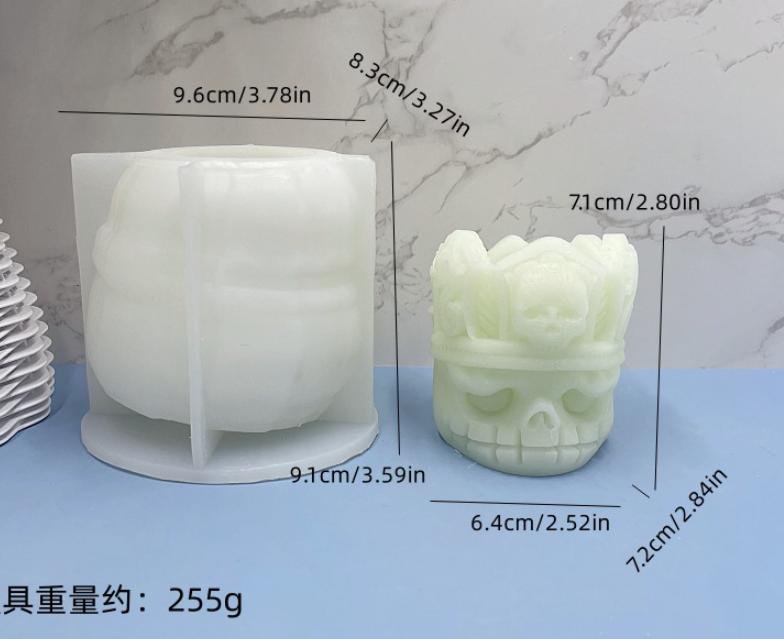 Skull Pumpkin Cat Candle Silicone Mold Cute Animal Cats Plaster Candle Resin Soy Wax Making Mould Halloween Party Decor Gifts