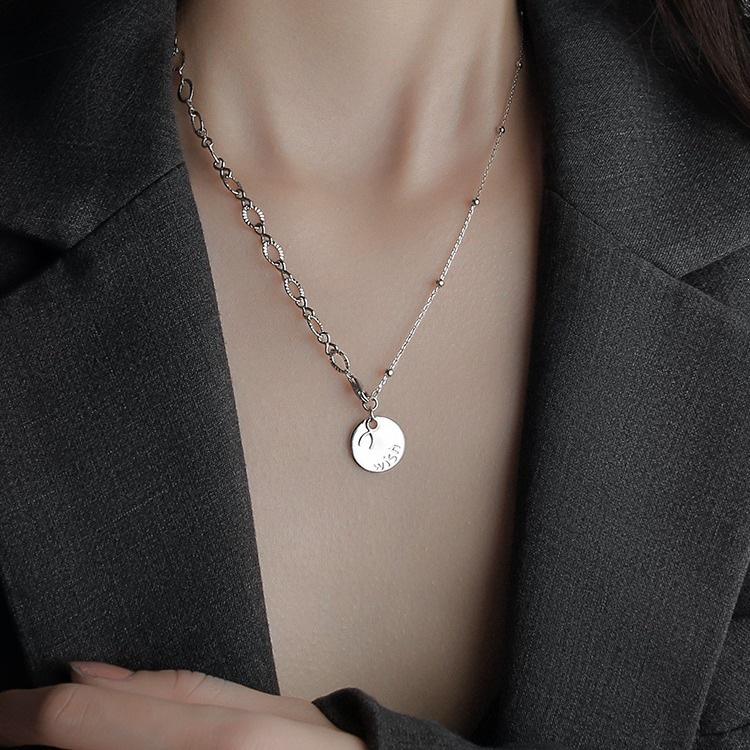 2021 Women's Trendy Round Pendant Necklace: 925 Sterling Silver, Niche Design Clavicle Chain