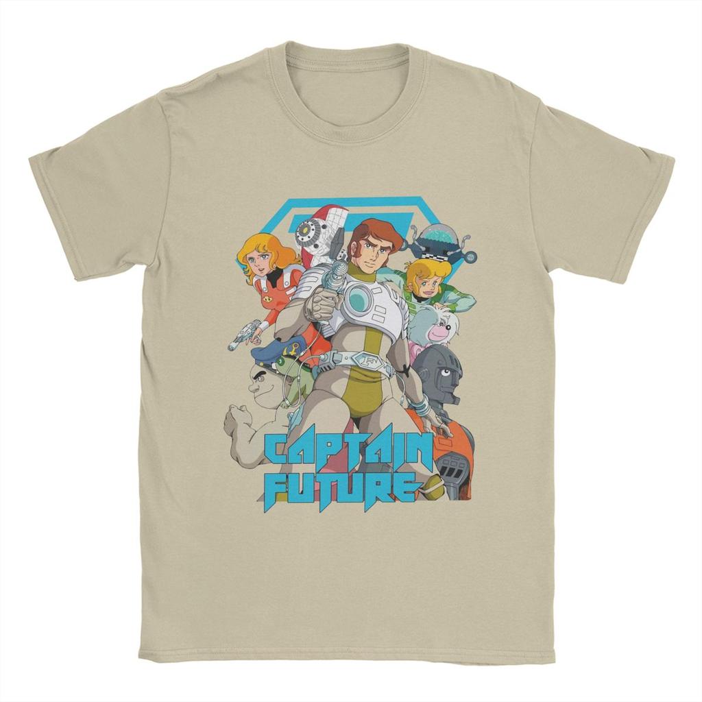 Herr Captain Future T-shirts 100% Bomull Kläder Vintage Kortärmad Rundhals T-shirt Plus Size T-shirts