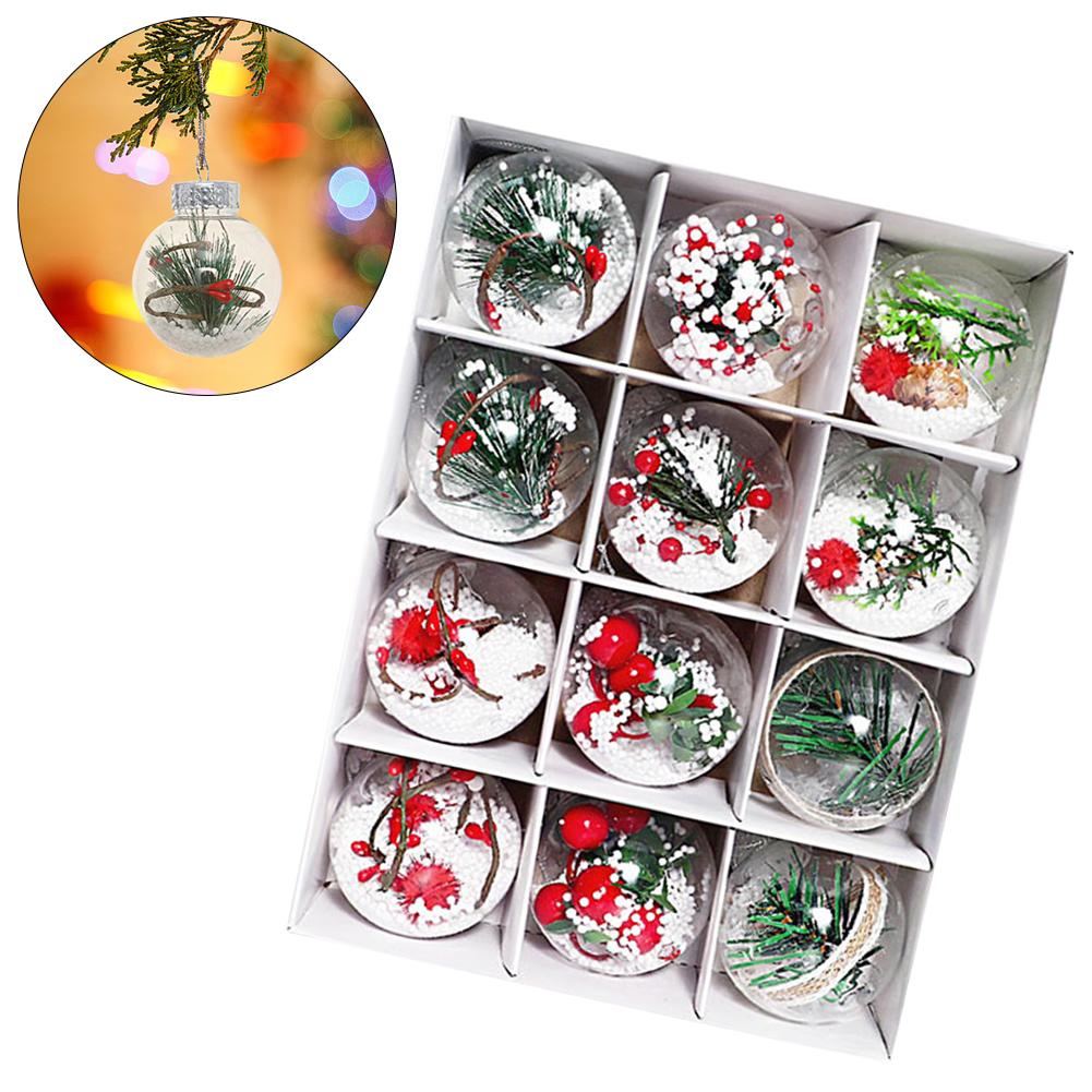 12Pcs Christmas Transparent Ball Ornament 6cm Clear Plastic Balls Shatterproof for Home Xmas Tree Decoration