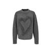 VEROMODA Women's Heart Rhinestone Drop Shoulder Loose Knit Sweater