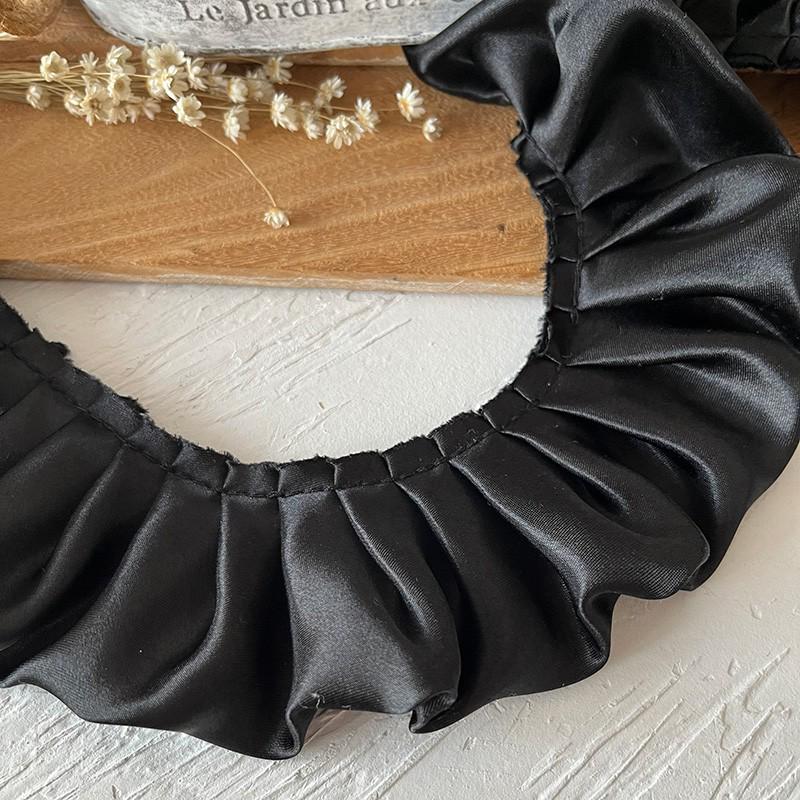 Material organza din dantelă neagră pentru îmbrăcăminte și accesorii DIY - Decorare decolteu și tiv fustă