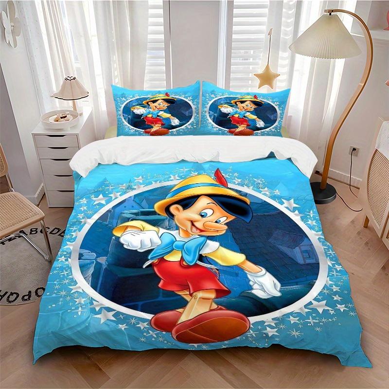 3pcs Disney Pinocchio Bedding Set, Including 1 Quilt Cover and 2 Pillow Shams, Without Filling, Soft and Comfortable Home Bedroom Fabric, Fashion