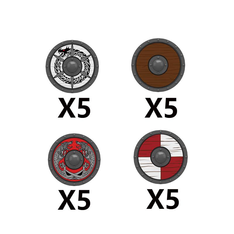 Medieval Military Solider Figure Weapon Accessory Sets Building Blocks Crusader Knight Armor Warrior Shield Sword Flag Brick Toy