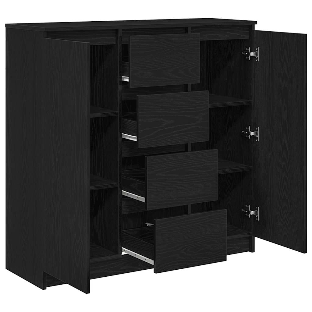 Sideboard with Drawers Black Oak Effect 100.5 x 35 x 98.5 cm