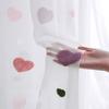 Korean Style Love Heart Embroidered Sheer Tulle Curtain for Living Room Bedroom, Cute Sweet White Transparent Window Voile Curtain for Home Decoration