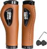 GORIX Bicycle Leather Grips with Silicone Cushion Ergonomic Design Shock Double Stylish Handlebar Grips Pads, (GX-501), Soft, Absorbing, Lock-On