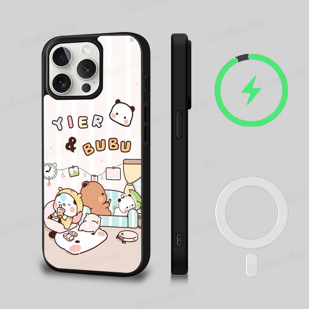 BuBu And DuDu Black For Magsafe Magnetic Phone Case For IPhone 16 15 17 Pro Max 11 12 13 14 Plus Cover
