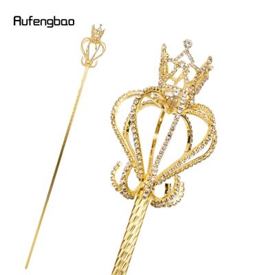 Golden White Alloy Crown Fairy Wands for Girls Princess Wands for Kids Angel Wand Cosplay Costume Wedding Birthday Party 91cm