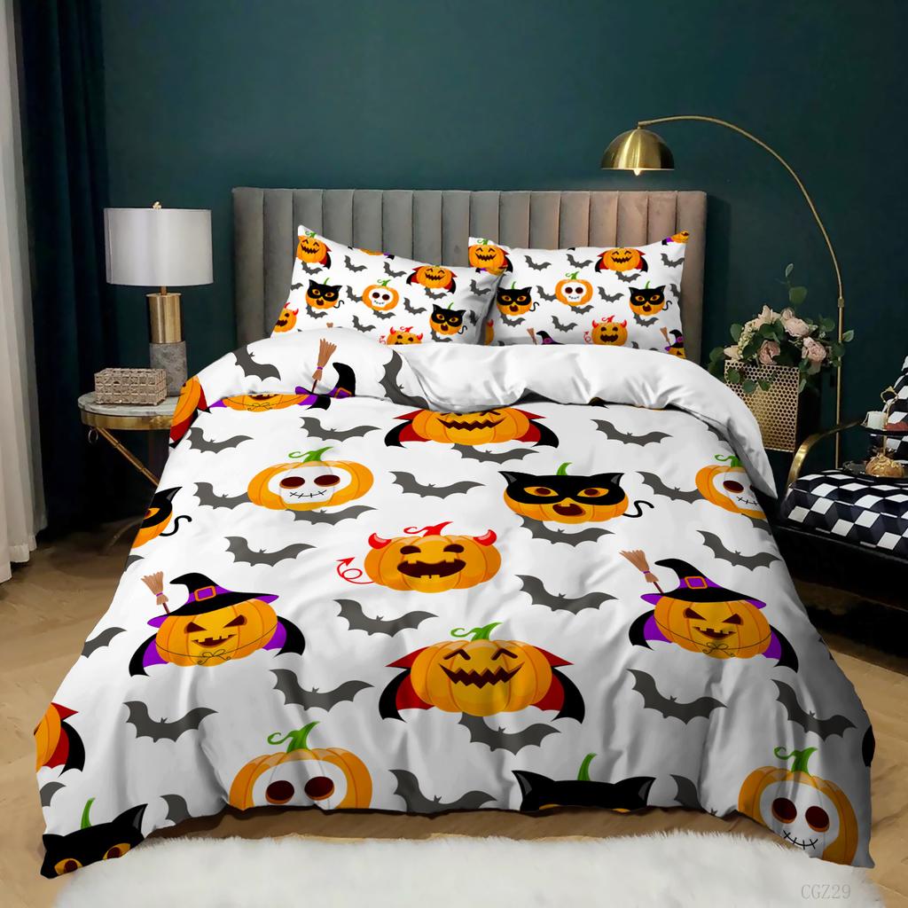 Hot-Selling Holiday Halloween Three-Piece Digital Printing Quilt Cover Bedding