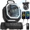 20000mAh Battery Operated Fan Portable Rechargeable Desk/Camping Fan with LED Light and Hook Outdoor Fan for Tent Car Trip