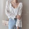 A Niche Sweet and Stylish Loose Fitting, Slimming Versatile Knitted Top with Lace Hook Flower Hollow Small Cardigan for Women