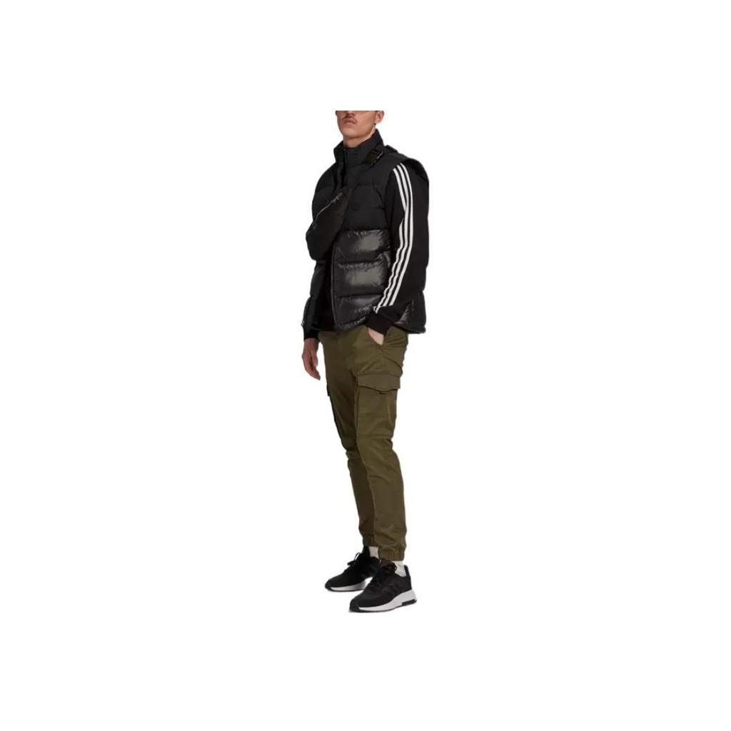 Adidas Originals Trefoil Solid Logo Print Zip Vest With Down Filling Men Vest Black HL9185