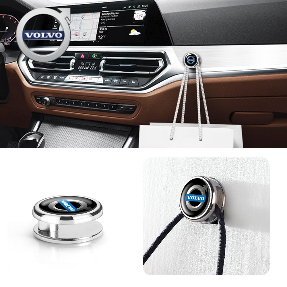 bja6 For Volvo 1/2PCS Metal Car Hooks Storage Sticker Auto Storage Accessories For Volvo T6 AWD C40 C50 C70 S40 S60 S70 S80 S90 V40 V