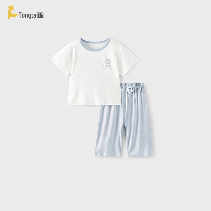 TONGTAI Baby Summer Seamless Short Sleeve & Seven-Point Pants Pajama Set 100cm