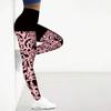 Womens Pink Hollow Flower Prints Stretch Yoga Leggings Fitness Running Gym Sports Active Pants