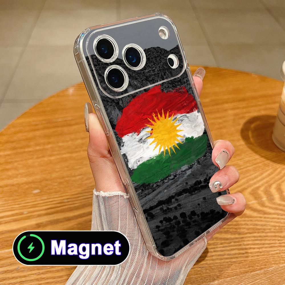 Kurdistan Flag Clear TPU Magsafe Mobile Phone Case for iPhone 17 16 15 14 13 12 11 Air Pro Max Plus Mini Colorful Cover