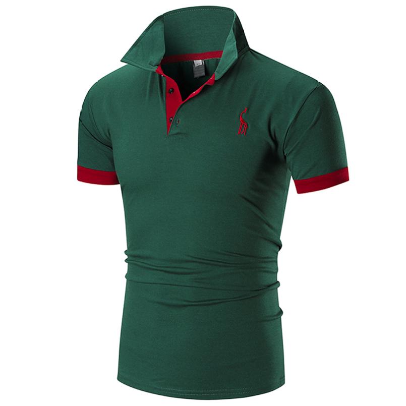 10 Colori Qualità di Marca Cotone Polo Uomo Ricamo Polo Camicia Giraffa Uomo Casual Patchwork Top Maschili