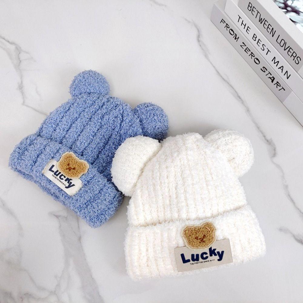 Neck Scarf Kids Crochet Hat Bear Children's Ear Protection Hat Baby Hat with Scarf  Toddler