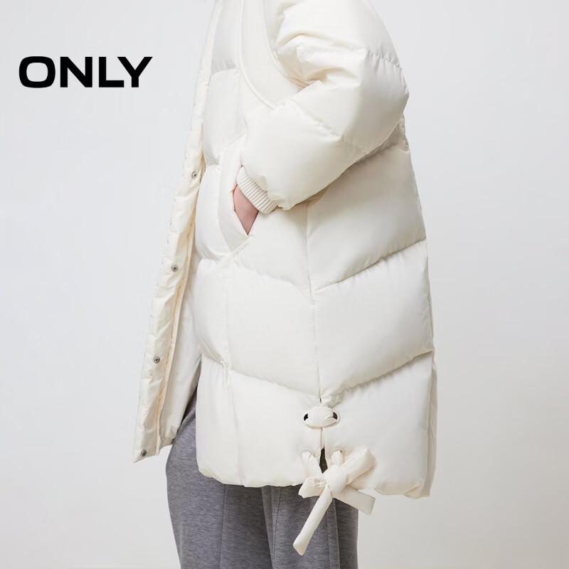 ONLY Women's 2025 Winter 90% Goose Down Mid-Length Hooded Puffer Coat