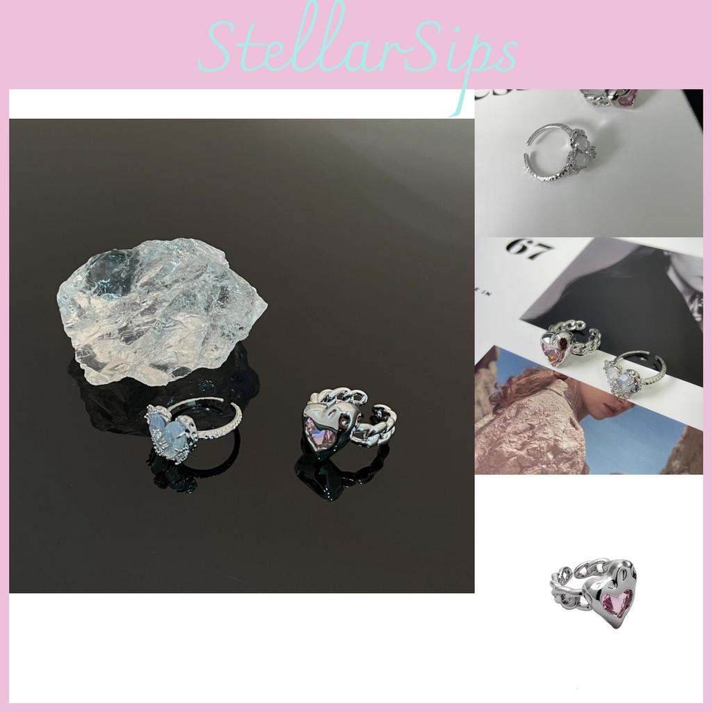 Exquisite High-end Crystal Heart Adjustable Ring For Women In Chic Minimalist Style