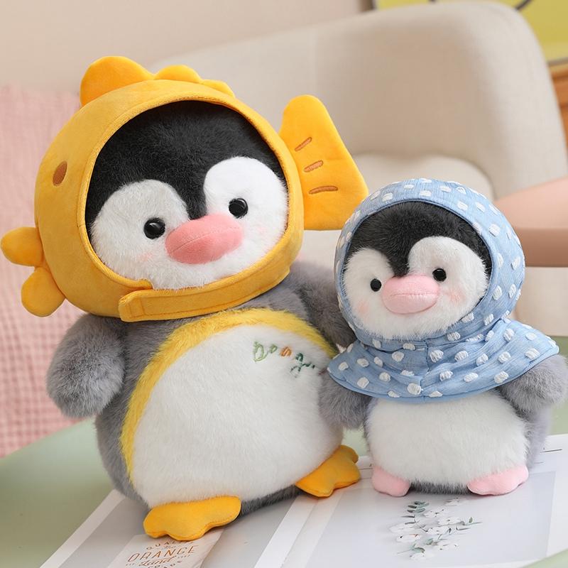 Cute Penguin Hug Fish Plush Toy Soft Stuffed Animal Penguin Kawaii Peluche Room Decor Birthday Gift