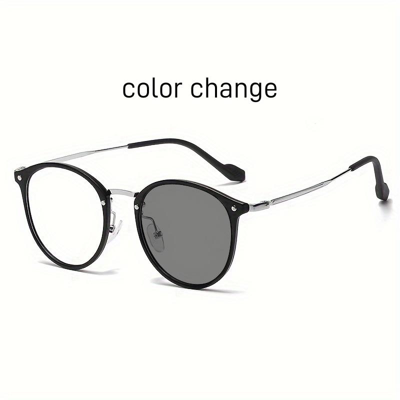 Trendy Women Ultra Light Anti Blue Light Glasses Metal Frame Dual Use Color Changing For Work And Leisure