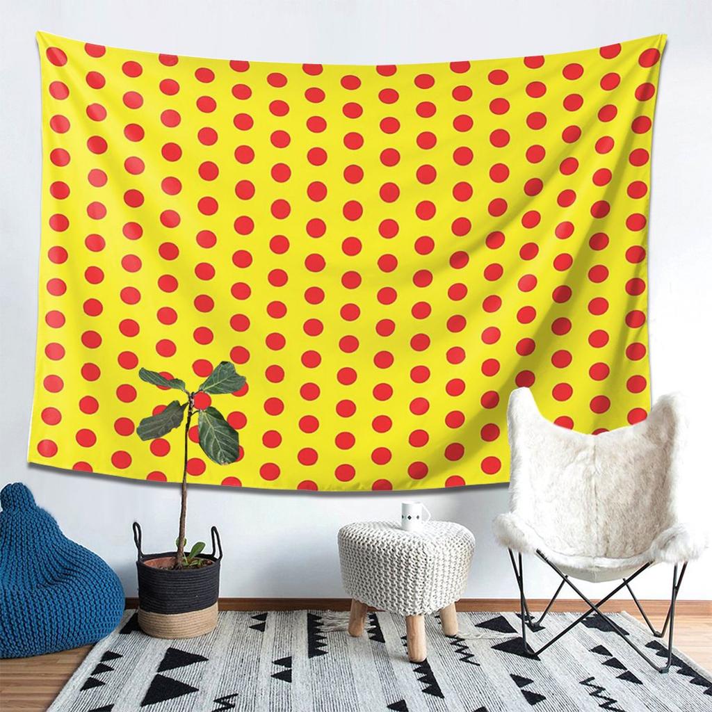 Klassisches Rot-Gelbes Polka-Dot-Muster Wandteppich Dekor Kunst Ästhetische Wandteppiche für Wohnzimmer Heimwandtuch Wandbehang