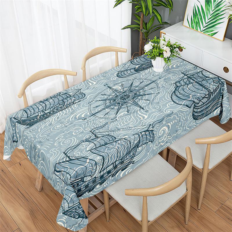 Ocean World Pattern Tablecloth Fashion Minimalist Tablecloth Home Office Square Tablecloth Anti -Fouling Dressing Tablecloth
