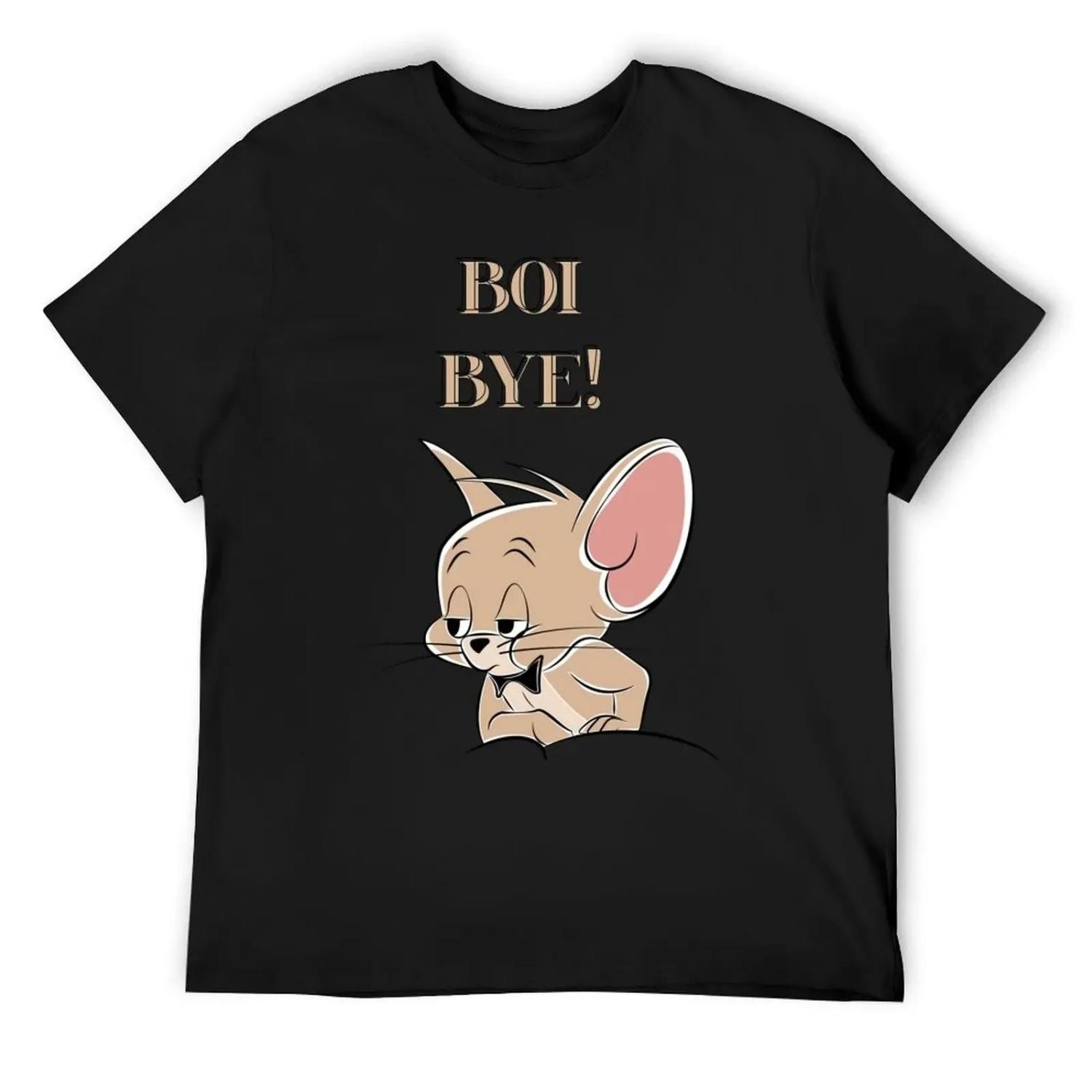 Boi Bye - Смешная футболка с мышью, летняя одежда, футболки, оверсайз футболки, черные футболки для мужчин S